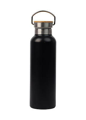 Sfodri - Stainless Steel Bamboo Lid Flask 500ml- BLACK SMALL