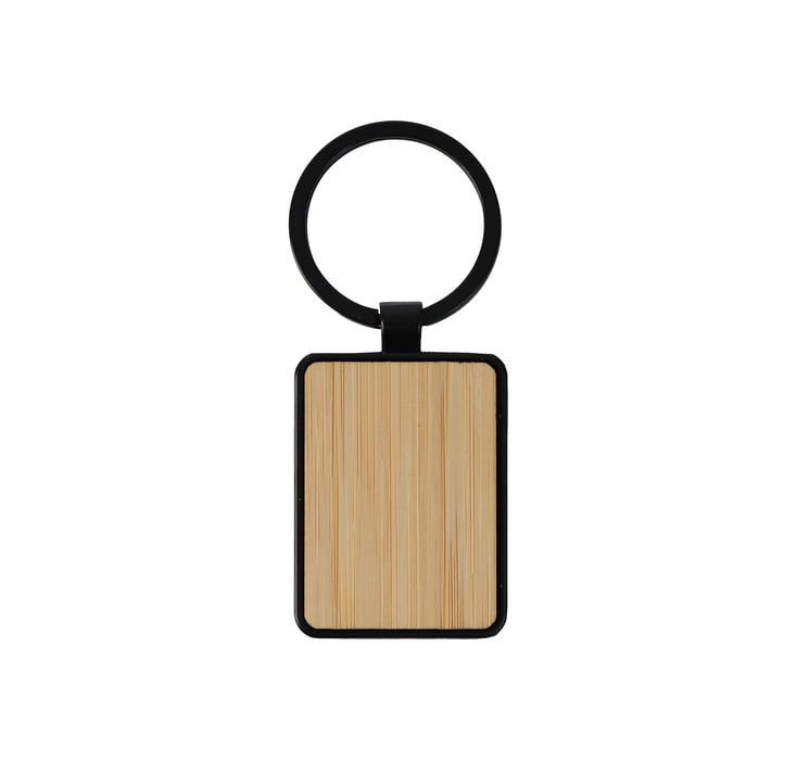 Trinket - Rectangle Bamboo+Metal Keychain